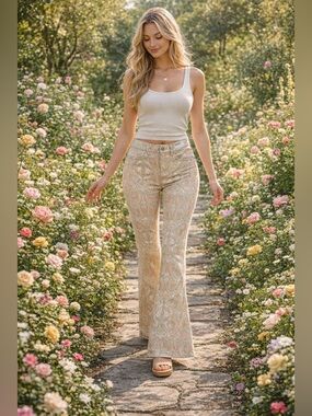 WRANGLER High-rise Fierce Flare Paisley Print Coastel Festival Jeans 29x32 NWT